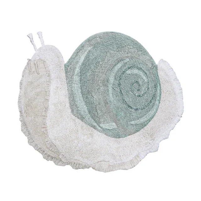 Covor crem/albastru din bumbac 100x120 cm Snail Lorena Canals