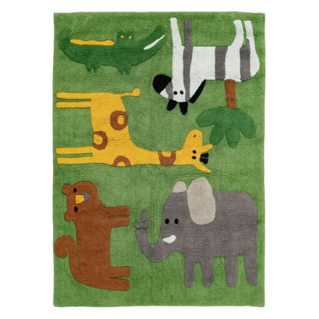 Covor dreptunghiular multicolor din bumbac 100x135 cm Animals The Home Collection