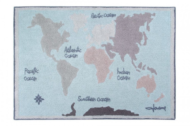 Covor dreptunghiular multicolor din bumbac 140x200 cm Vintage Map Lorena Canals