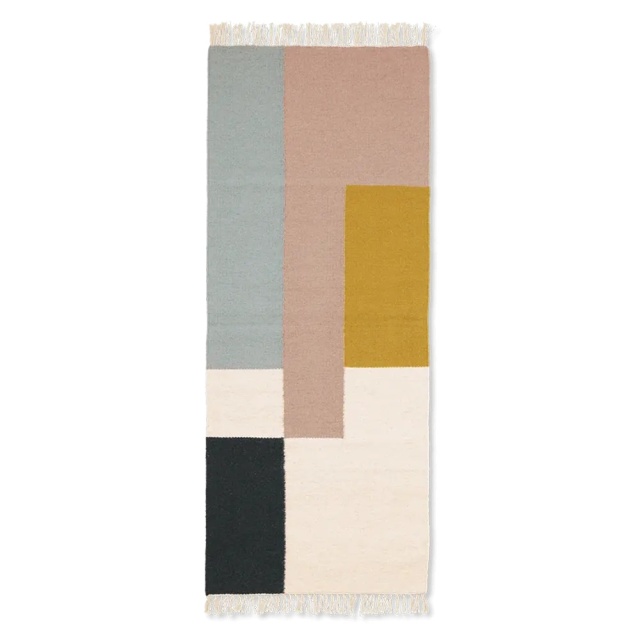 Covor multicolor din fibre naturale 70x180 cm Kelim Squares Ferm Living