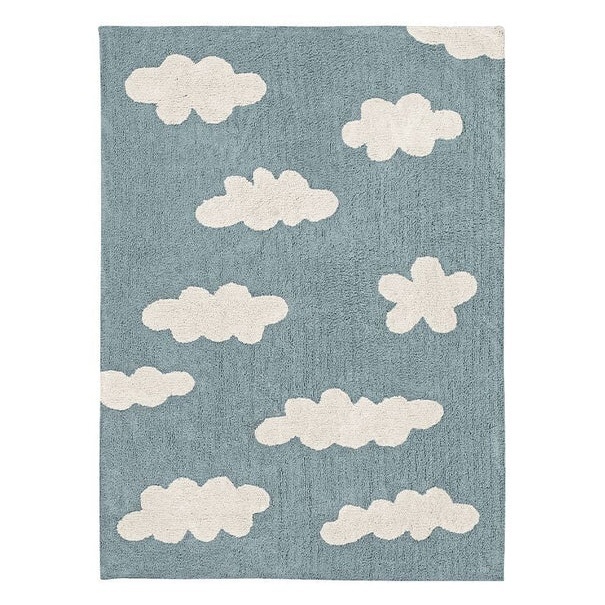 Covor pentru copii albastru din bumbac 120x160 cm Clouds Vintage Lorena Canals