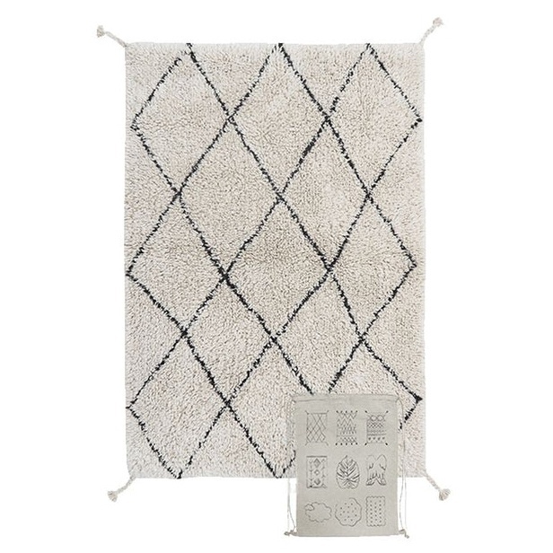 Covor pentru copii crem/negru din bumbac 70x100 cm Mini Bereber Lorena Canals