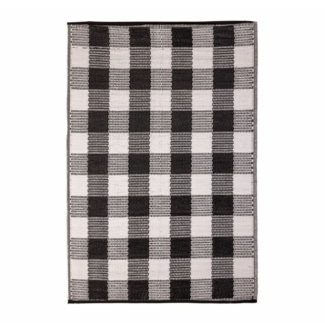 Covor reversibil pentru exterior negru/alb din fibre sintetice 121x179 cm Graphic Esschert Design