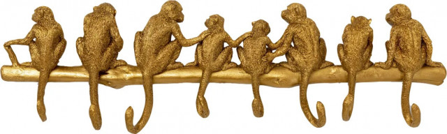 Cuier auriu din polirasina pentru perete Monkey Kare