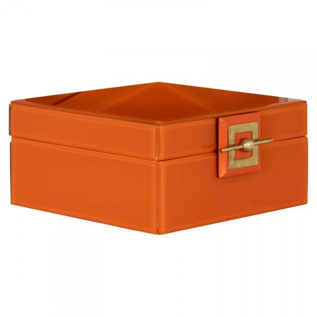 Cutie cu capac pentru bijuterii portocalie din lemn Bodine Big Richmond Interiors