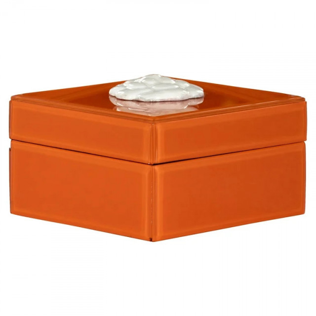 Cutie cu capac pentru bijuterii portocalie din lemn Lunia Richmond Interiors