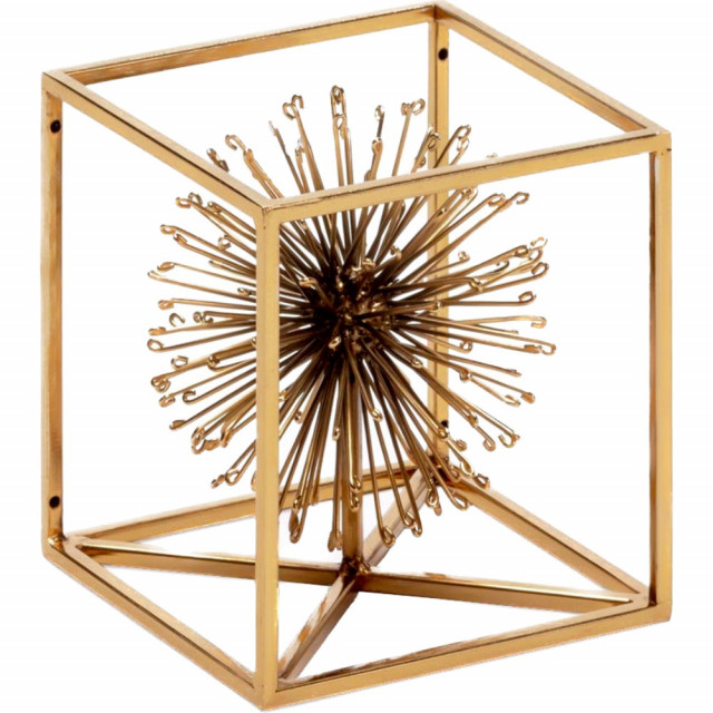 Decoratiune aurie din metal 14x14 cm Kubiq Thai Natura