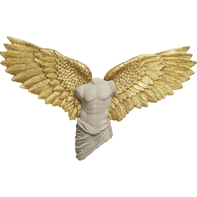 Decoratiune de perete gri/aurie din fibre sintetice 71x124 cm Guardian Angel Kare