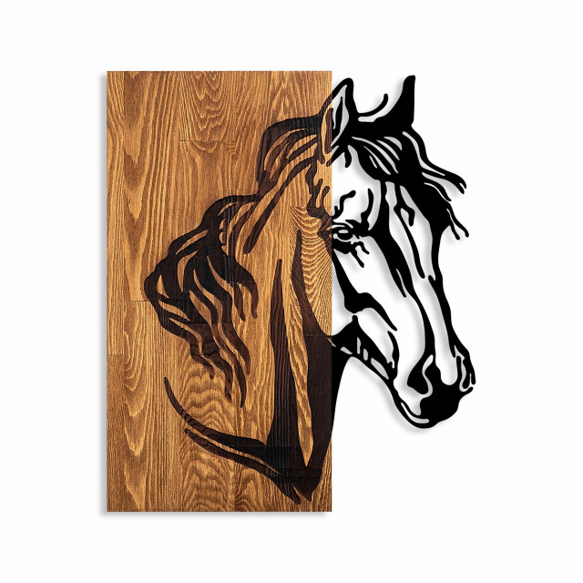 Decoratiune de perete maro/neagra din lemn 48x57 cm Horse 1 The Home Collection