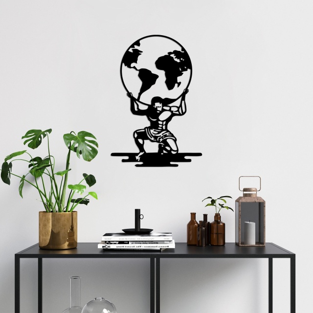 Decoratiune de perete neagra din metal 49x70 cm Atlas The Home Collection