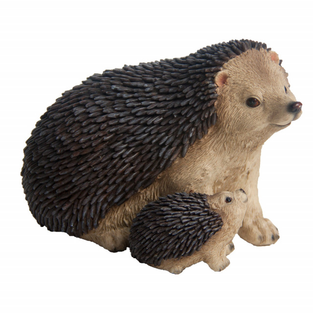 Decoratiune maro din polirasina 11 cm Hedgehog & Baby Esschert Design