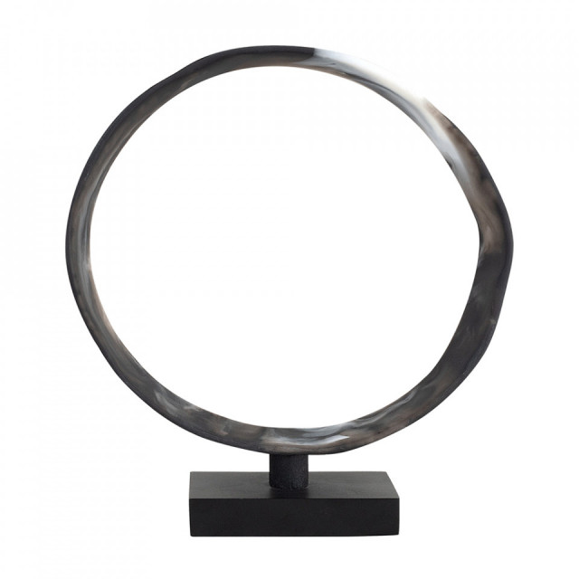 Decoratiune neagra din rasina si MDF 34 cm MCM Loop Versmissen