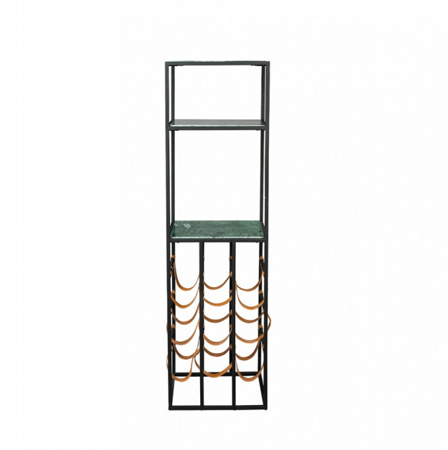 Etajera cu suport pentru sticle neagra/verde din marmura 126 cm Mil Dutchbone