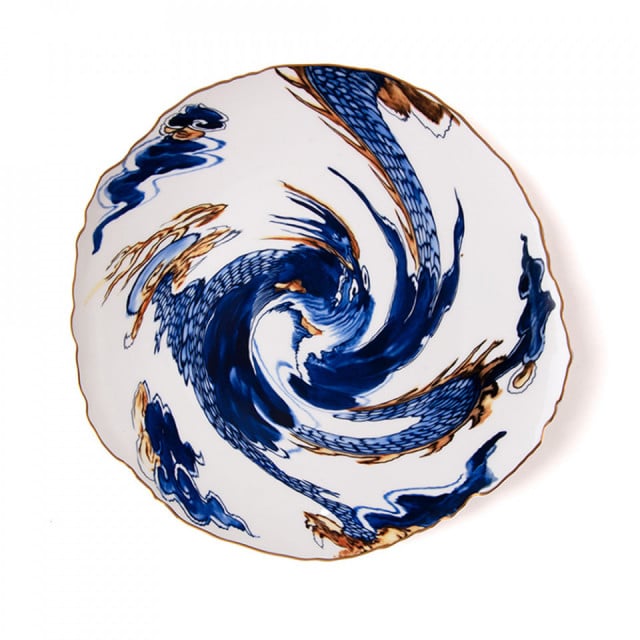Farfurie intinsa alba/albastra din ceramica 28 cm Classics on Acid - Imari Dragon Seletti