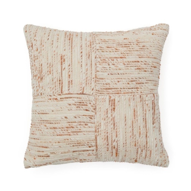 Fata de perna bej/rosie din fibre sintetice 45x45 cm Anuba Kave Home
