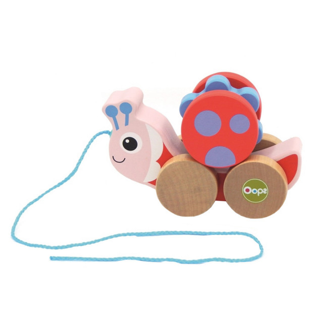 Jucarie de tras multicolora din lemn Ladybug Oops