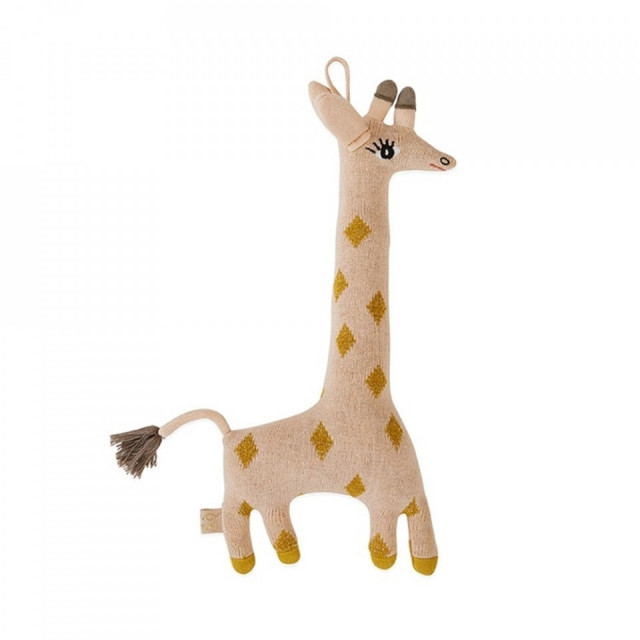 Jucarie multicolora din bumbac Guggi Giraffe Oyoy