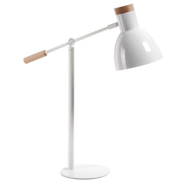 Lampa birou alba/maro din lemn 54 cm Tescarle Kave Home