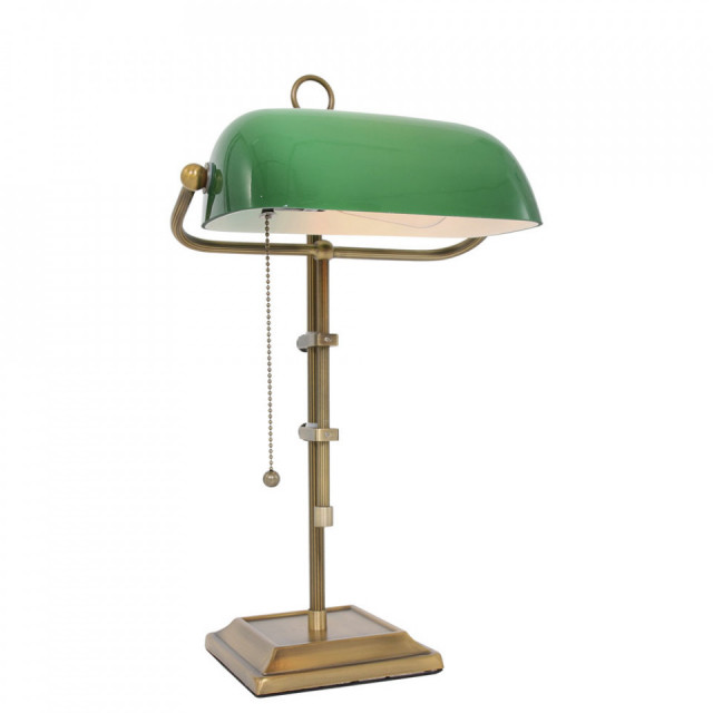 Lampa birou verde/maro bronz din sticla si metal 57 cm Ancilla Steinhauer