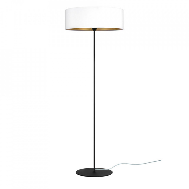 Lampadar alb/auriu din otel si textil 129 cm Tres Sotto Luce