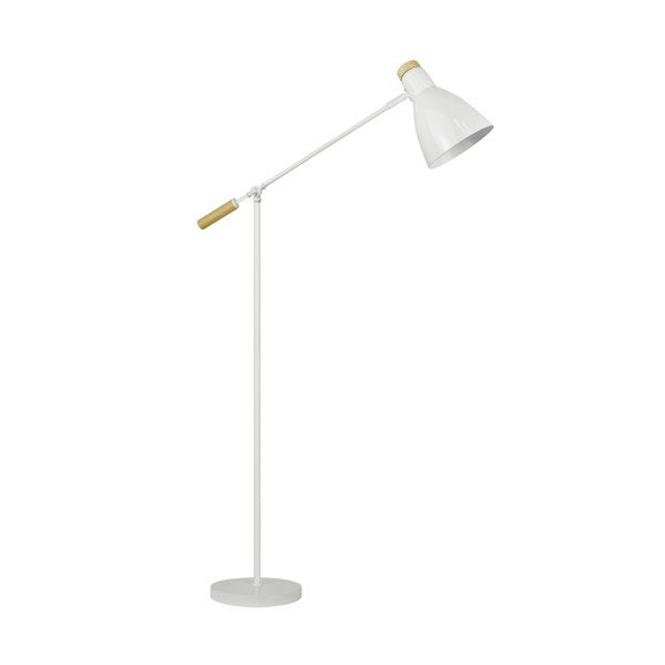 Lampadar alb din metal si lemn 147 cm Jose Zuma Line