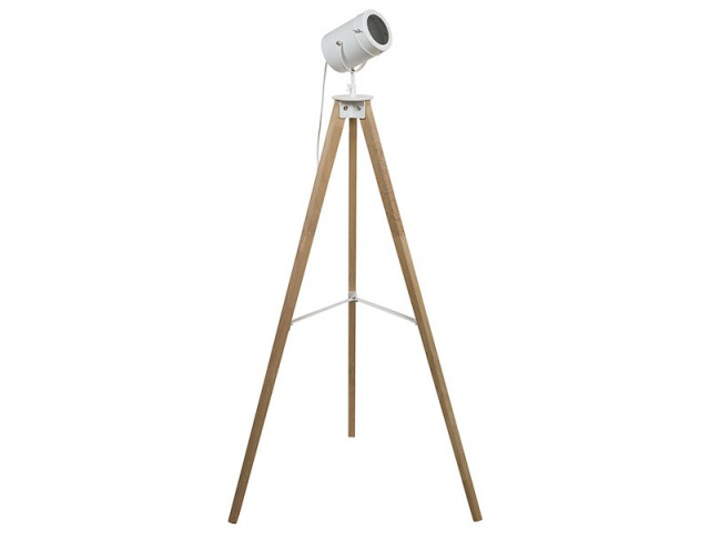 Lampadar alb din metal si lemn de stejar 135 cm Spot Santiago Pons