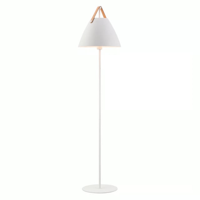 Lampadar alb din metal si piele 154 cm Strap Nordlux
