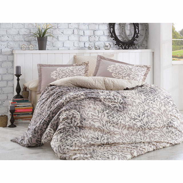 Lenjerie pat gri/multicolora din bumbac Serenity Double The Home Collection