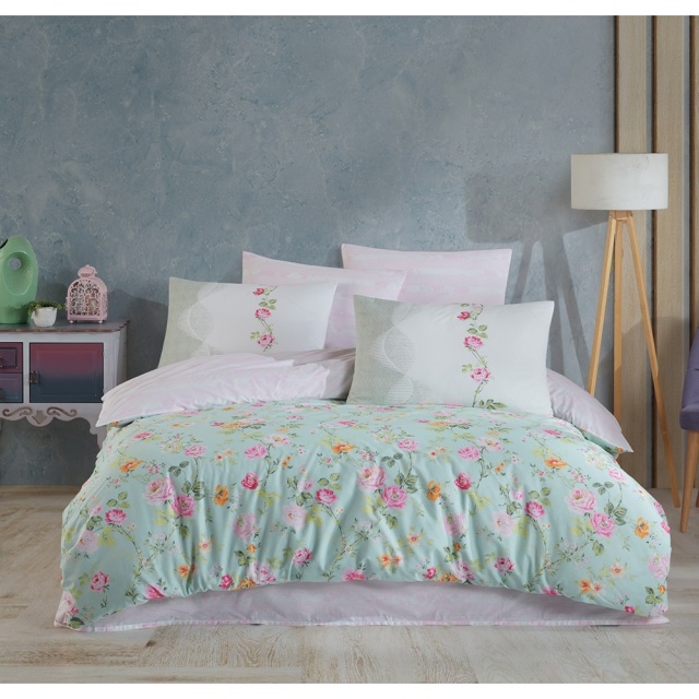 Lenjerie pat multicolora din bumbac Carmela Double The Home Collection