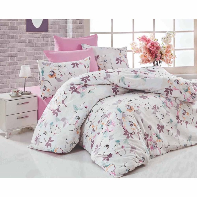 Lenjerie pat multicolora din bumbac Ela Double The Home Collection