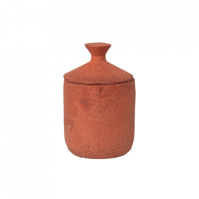Lumanare parfumata cu suport rosie din fibre naturale 13 cm Ura Ferm Living