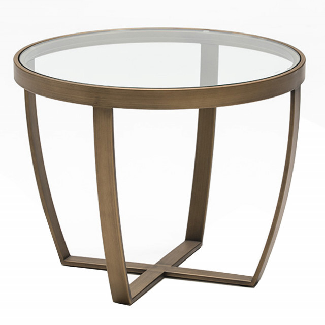 Masa de cafea exterior maro bronz din metal 60 cm Malays Thai Natura