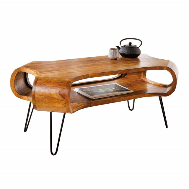 Masa de cafea maro din lemn si metal 55x100 cm Organic The Home Collection