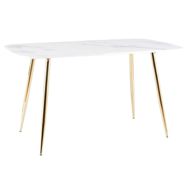 Masa dining alba/aurie din lemn 80x140 cm Ceres The Home Collection