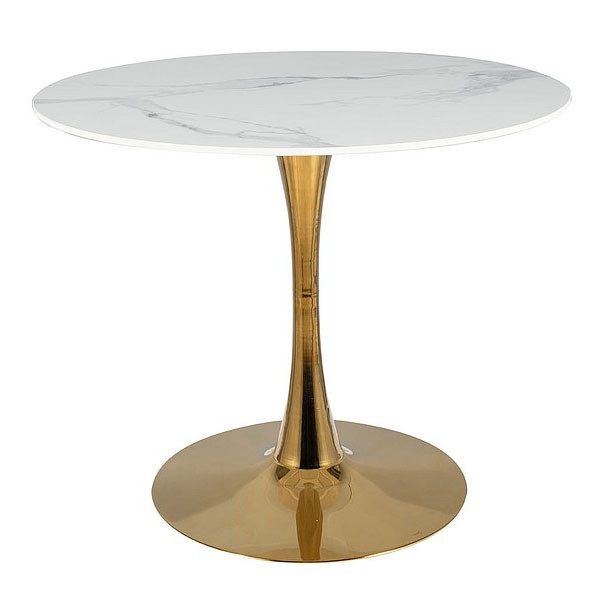 Masa dining alba/aurie din metal 90 cm Espero The Home Collection