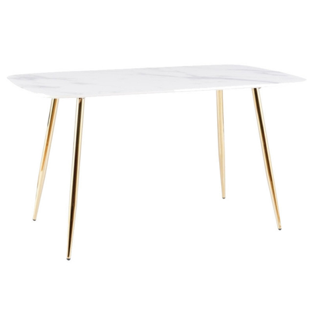 Masa dining alba/aurie din sticla 80x140 cm Ceres The Home Collection