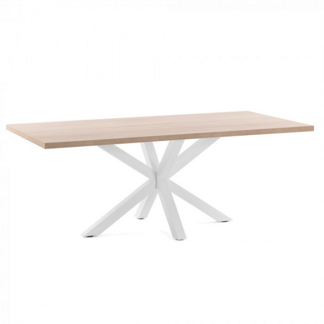 Masa dining alba din MDF si metal 100x160 cm Argo Kave Home