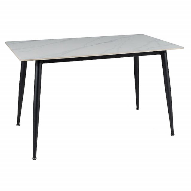 Masa dining alba/neagra din metal 90x160 cm Rion The Home Collection