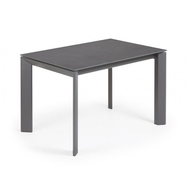 Masa dining extensibila gri din otel si portelan 80x(120)180 cm Axis Vulcano Roca Kave Home