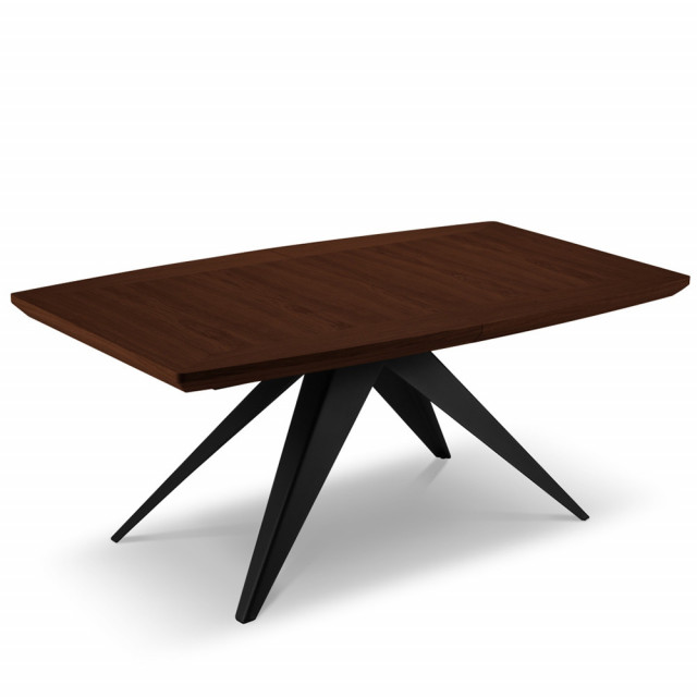 Masa dining extensibila maro inchis/neagra din lemn 100x200(300) cm Meryl Besolux