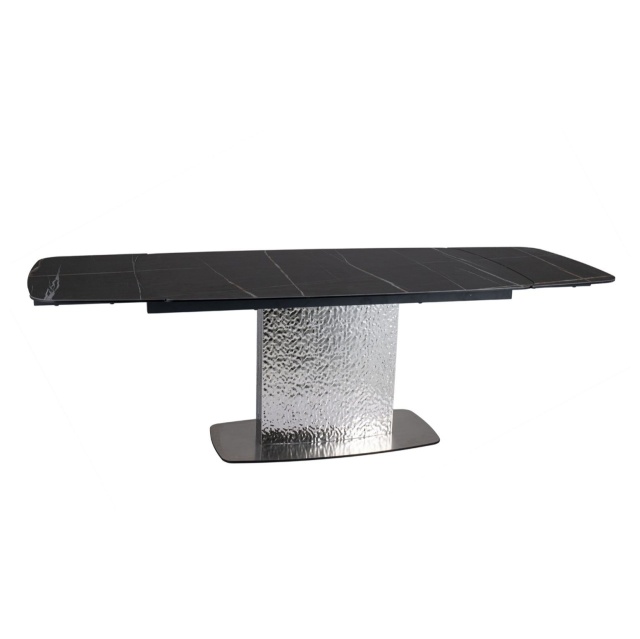 Masa dining extensibila neagra/argintie din ceramica 90x160(240) cm Moncler The Home Collection