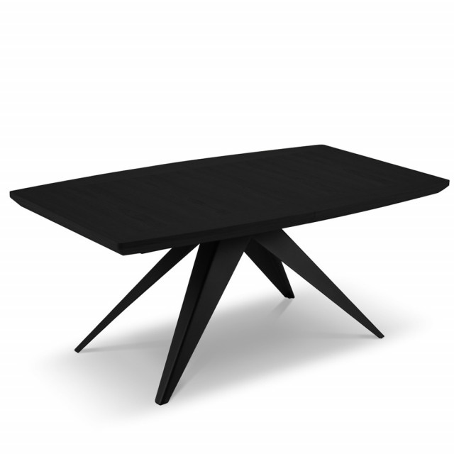 Masa dining extensibila neagra din lemn 100x200(300) cm Meryl Besolux