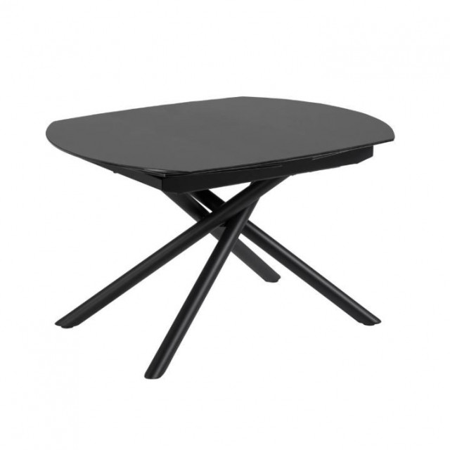 Masa dining extensibila neagra din sticla si otel 100x(130)190 cm Yodalia Kave Home