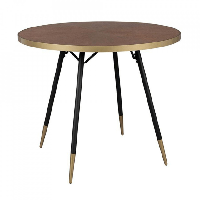 Masa dining maro/neagra din lemn si metal 91 cm Denise The Home Collection