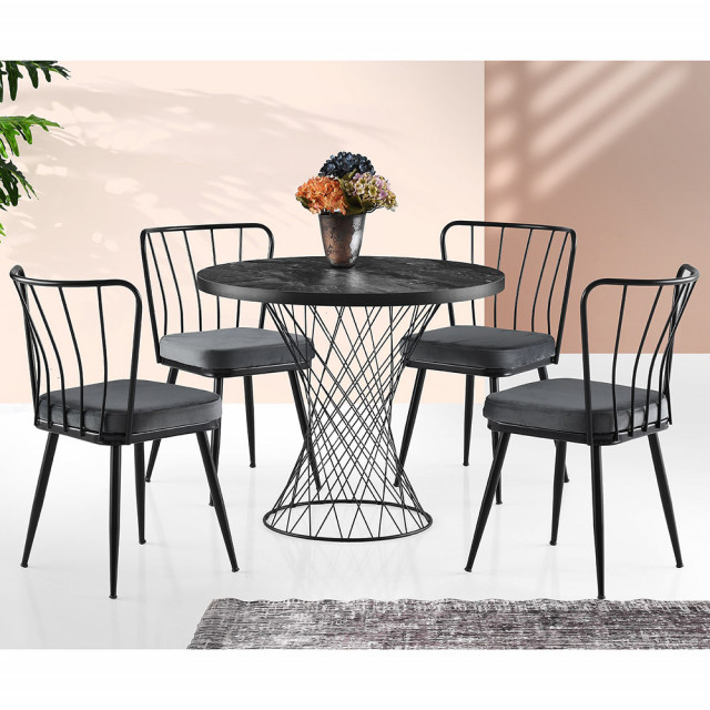 Masa dining neagra din metal 90 cm Pota The Home Collection