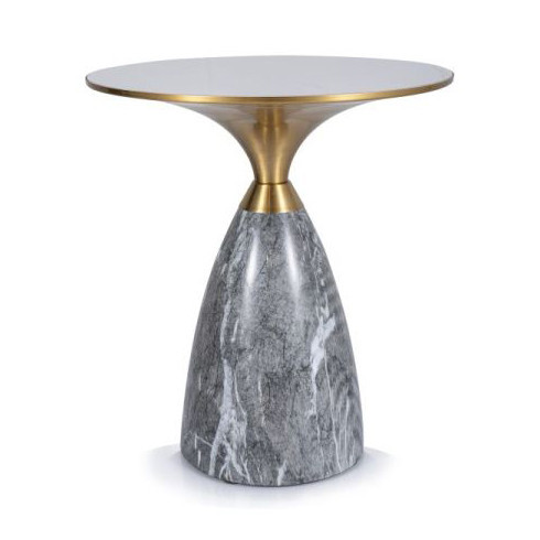 Masa laterala alba/gri din metal 50 cm Leo The Home Collection