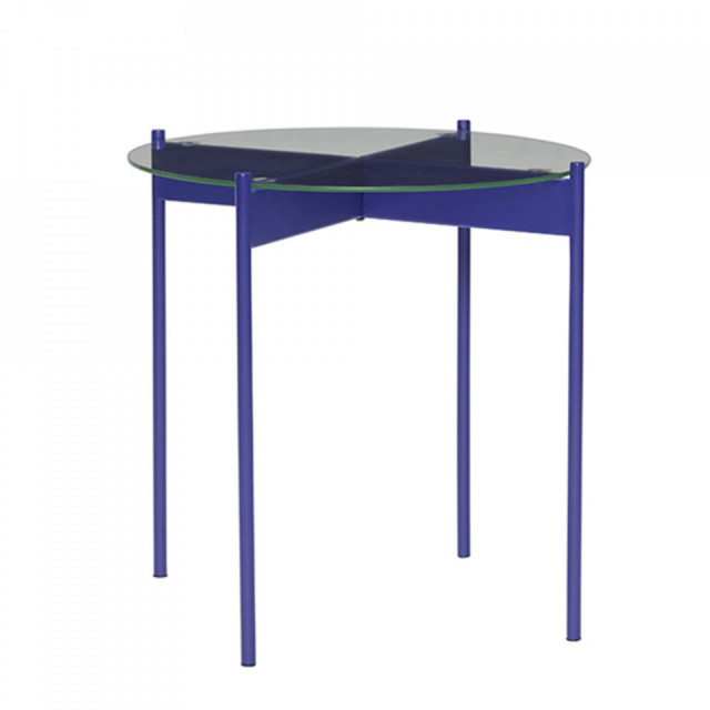 Masa laterala albastra din metal 45 cm Beam Hubsch