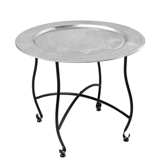 Masa laterala neagra/argintie din metal 60 cm Marrakesh The Home Collection