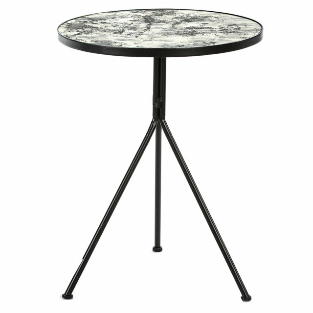 Masa laterala neagra din sticla si metal 60 cm Dolor Thai Natura