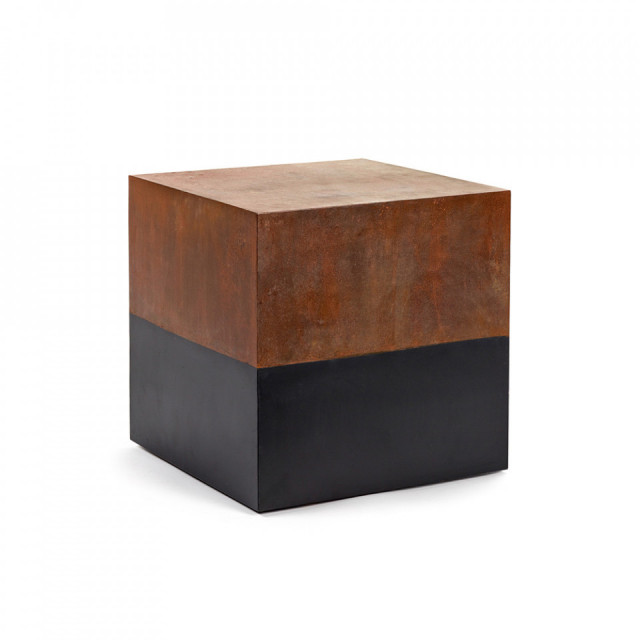 Masa laterala neagra/maro ruginiu din metal 40x40 cm Bicubo Serax